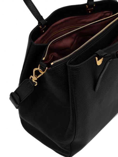 LEA Borsa a spalla in pelle martellata Nero - Borse Donna