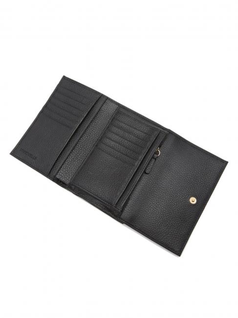 METALLIC SOFT Portafoglio bifold pelle martellata Nero - Portafogli Donna