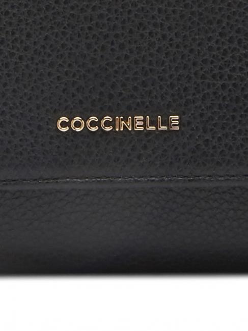 METALLIC SOFT Portafoglio bifold pelle martellata Nero - Portafogli Donna