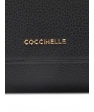 COCCINELLE METALLIC SOFT Portafoglio bifold pelle martellata Nero - Portafogli Donna - 4