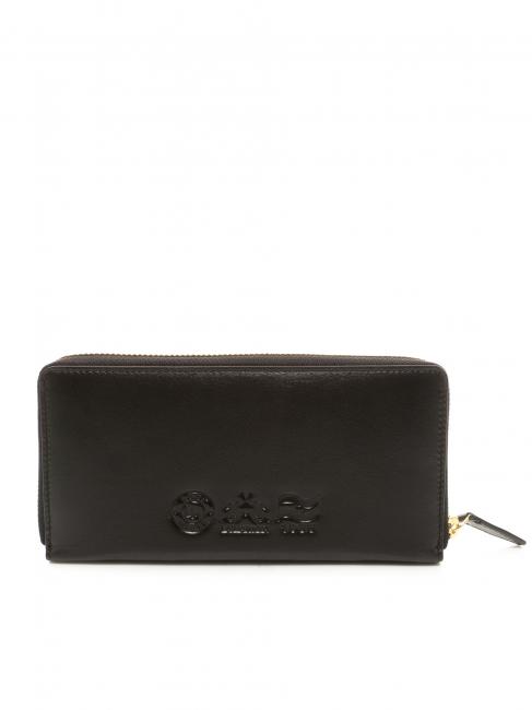 HERITAGE Portafoglio zip around in pelle nero - Portafogli Donna