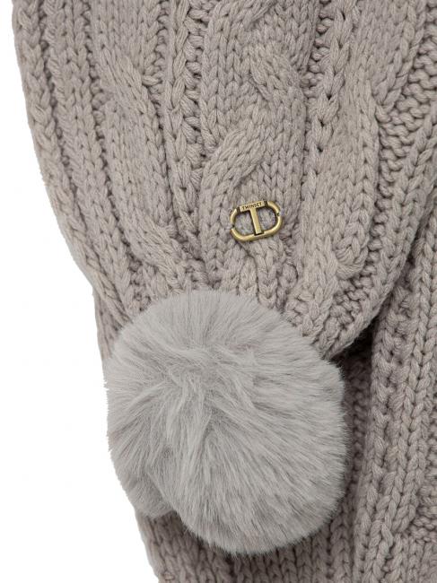 Sciarpa con Pompon  grigio melange chiaro - Sciarpe