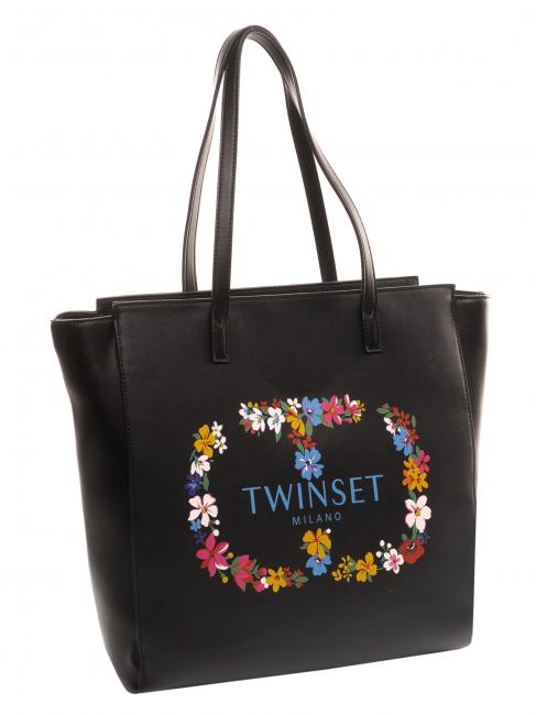 LOGO OVAL T FLOREALE Shopping bag nero/oval t flower - Borse Donna