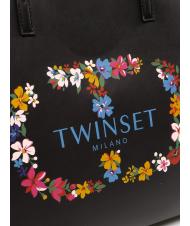 TWINSET LOGO OVAL T FLOREALE Shopping bag nero/oval t flower - Borse Donna - 3