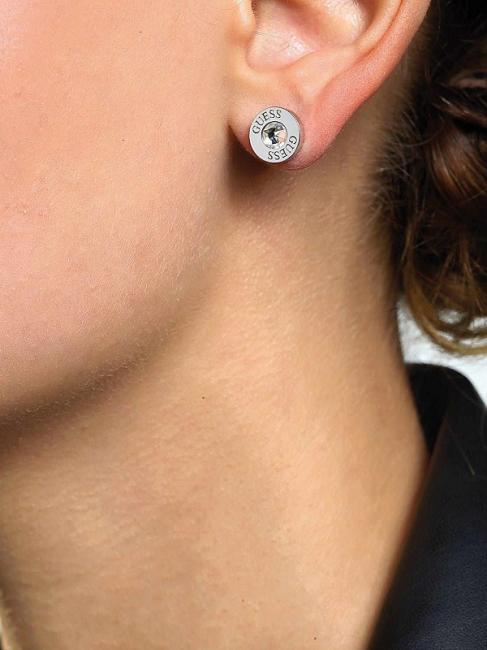 CLEAR CRYSTAL AND LOGO STUDS Orecchini SILVER - Orecchini