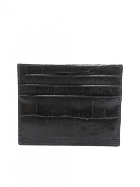 METALLIC CROCO Portacarte in pelle stampa cocco Nero - Portafogli Donna
