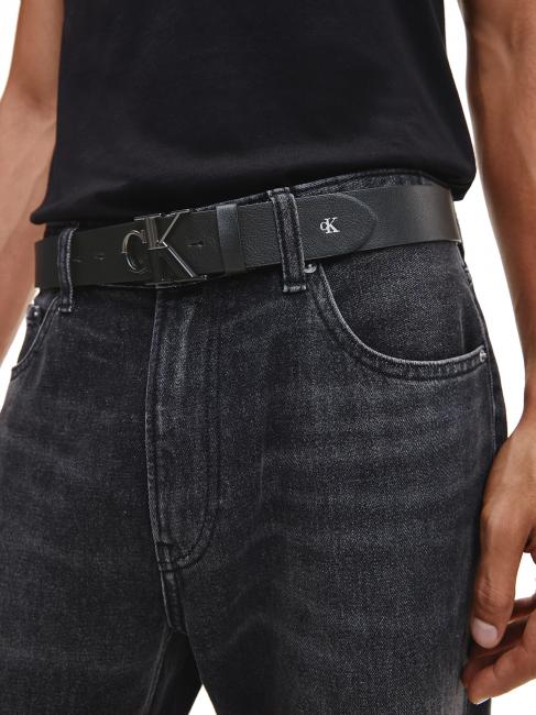 CK JEANS MONOGRAM PLAQUE Cintura in pelle black - Cinture