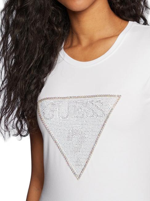 TRIANGLE CRYSTAL LOGO T-shirt in cotone con strass purwhite - T-shirt e Top Donna