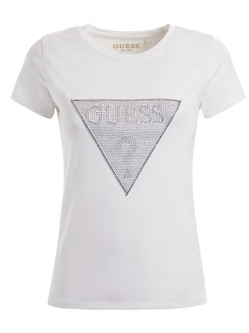 TRIANGLE CRYSTAL LOGO T-shirt in cotone con strass purwhite - T-shirt e Top Donna
