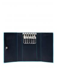 PIQUADRO BLUE SQUARE Astuccio Portachiavi in pelle blu - Portachiavi - 2