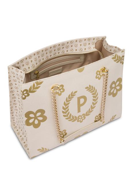 HERITAGE  Shopping bag con doppio manico avorio/marrone - Borse Donna