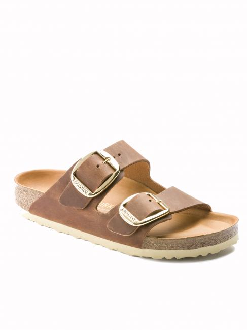 ARIZONA BIG BUCKLE Sandalo in pelle oliata cognac - Scarpe Unisex