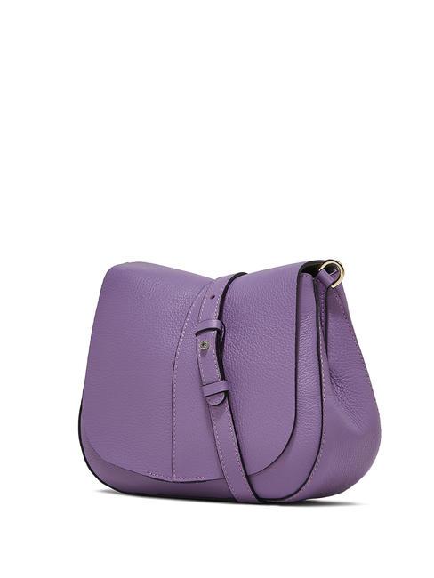HELENA ROUND Borsa in pelle doppia tracolla glicine - Borse Donna