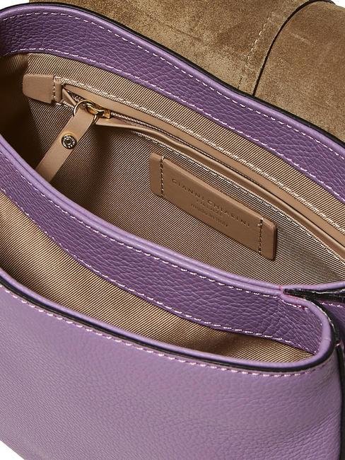 HELENA ROUND Borsa in pelle doppia tracolla glicine - Borse Donna