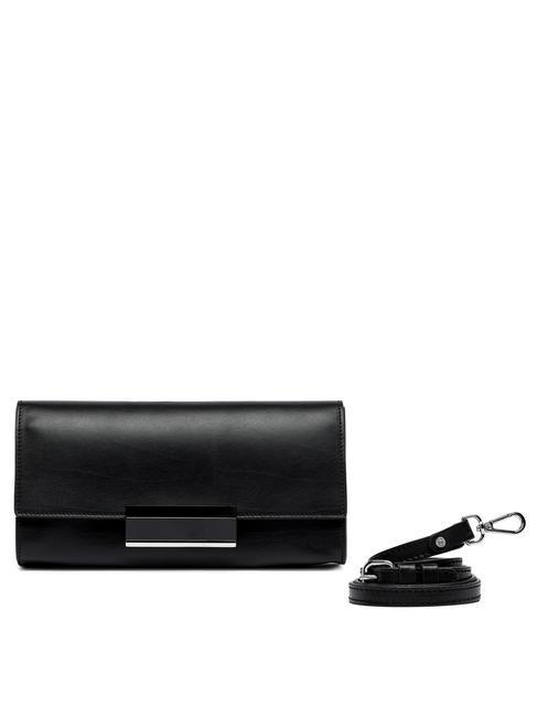 LILY Pochette clutch in pelle con tracolla Nero - Borse Donna