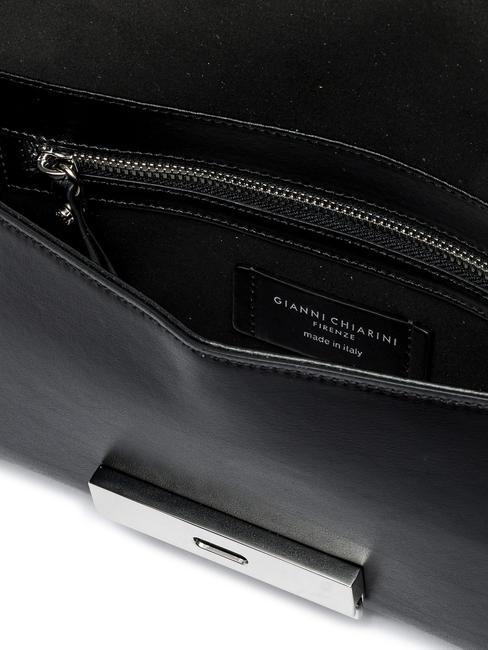 LILY Pochette clutch in pelle con tracolla Nero - Borse Donna