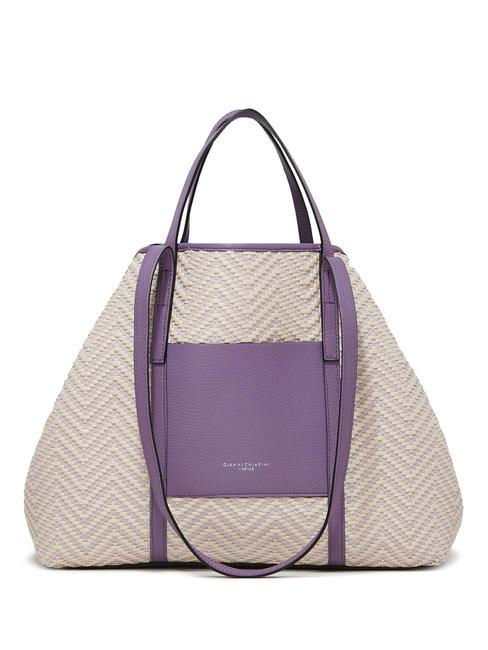 SUPERLIGHT Shopping bag in paglia e pelle var.glicine - Borse Donna