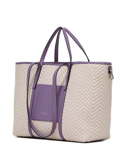 SUPERLIGHT Shopping bag in paglia e pelle var.glicine - Borse Donna