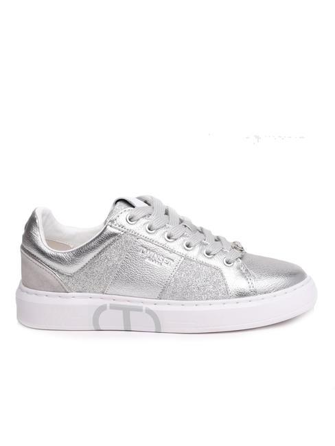 PRINT OVAL T Sneaker pelle laminata silver - Scarpe Donna