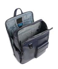 PIQUADRO FINN Zaino porta PC 15,6", in pelle blu - Zaini da lavoro porta PC - 4