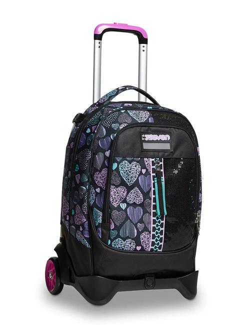 PATCHYHEART GIRL JACK Zaino trolley sganciabile 2 ruote Nero - Zaini con carrello