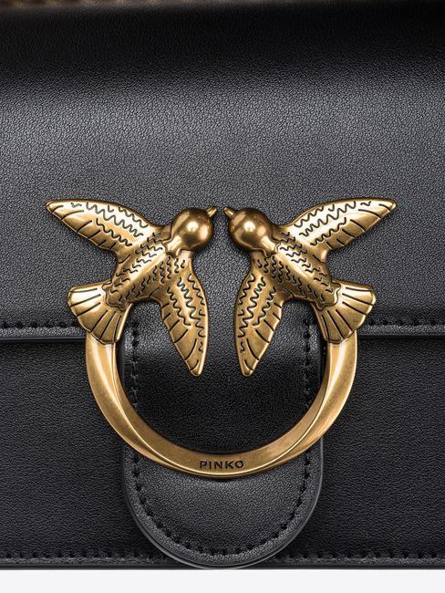 LOVE ONE MINI Borsa mini in pelle di vitello nero-antique gold - Borse Donna