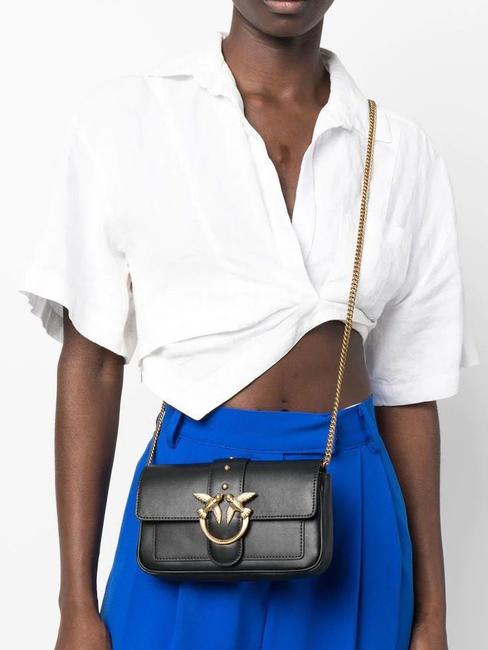 LOVE ONE POCKET Borsa in pelle nero-antique gold - Borse Donna