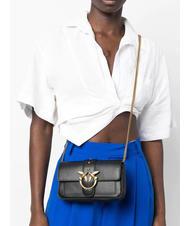 PINKO LOVE ONE POCKET Borsa in pelle nero-antique gold - Borse Donna - 5