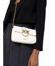 PINKO LOVE ONE POCKET Borsa in pelle bianco seta-antique gold - Borse Donna - 5