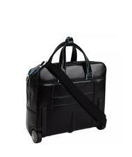 PIQUADRO BLUE SQUARE Trolley pilota in pelle, porta PC 15.6" Nero - Trolley Pilota - 3