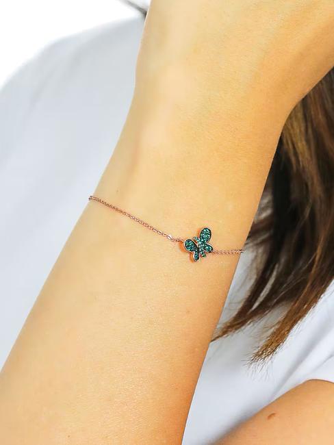 FARFALLE Bracciale zirconi verdi rose - Bracciali Donna