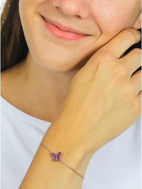 FARFALLE Bracciale zirconi viola rose - Bracciali Donna