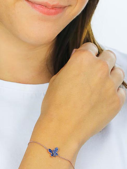 FARFALLE Bracciale zirconi blu e bianchi rose - Bracciali Donna