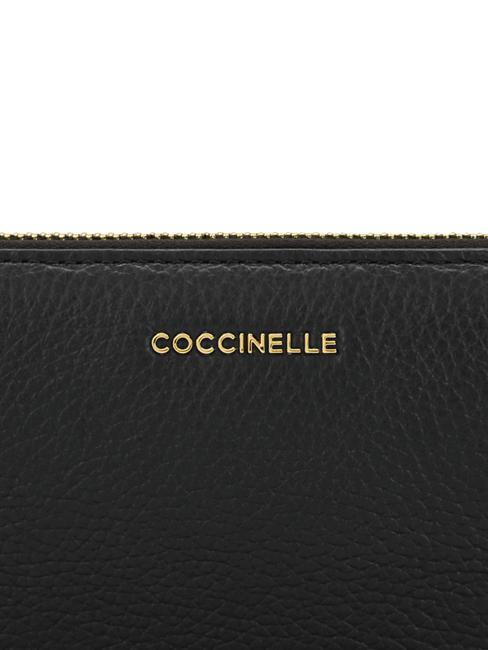 METALLIC SOFT Portafoglio zip pelle martellata Nero - Portafogli Donna