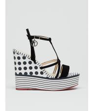 MANILA GRACE CAMPIONARIO Zeppa a pois e righe con fasce in pelle - Scarpe Donna