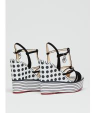 MANILA GRACE CAMPIONARIO Zeppa a pois e righe con fasce in pelle bianco/nero - Scarpe Donna - 3