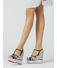 MANILA GRACE CAMPIONARIO Zeppa a pois e righe con fasce in pelle bianco/nero - Scarpe Donna - 4