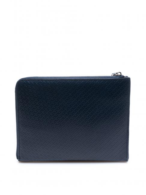 CAMPIONARIO Busta porta tutto in pelle stampata blue - Bustine & Necessaire