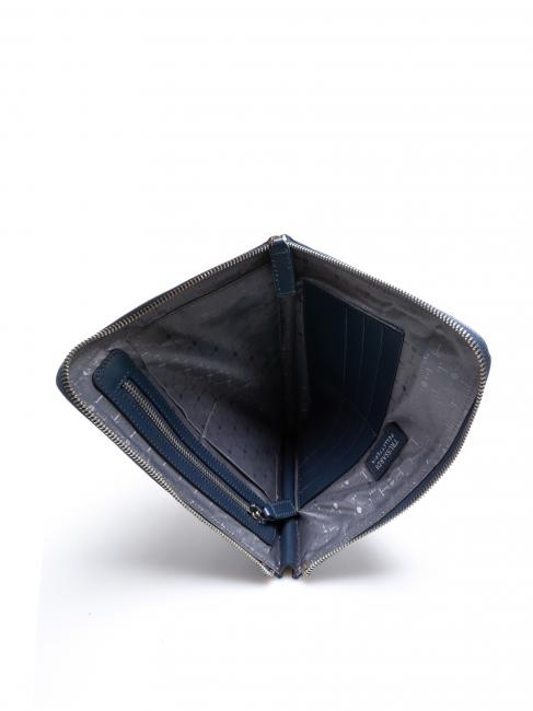 CAMPIONARIO Busta porta tutto in pelle stampata blue - Bustine & Necessaire