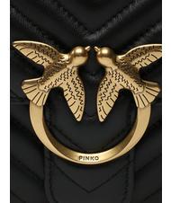 PINKO CLASSIC LOVE ONE Borsa in pelle nappa nero-antique gold - Borse Donna - 4