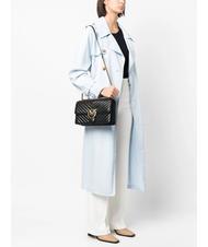 PINKO CLASSIC LOVE ONE Borsa in pelle nappa nero-antique gold - Borse Donna - 6