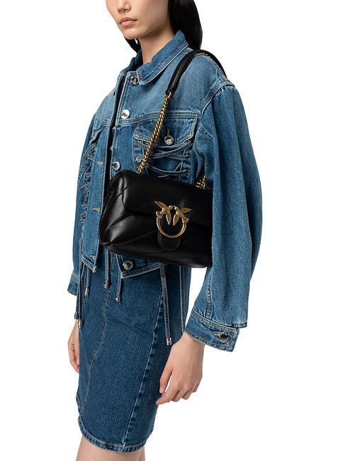 MINI LOVE BAG Borsa in nappa nero-antique gold - Borse Donna