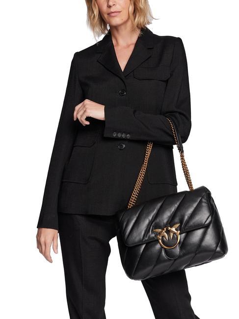 BIG LOVE PUFF Borsa in pelle nappa nero-antique gold - Borse Donna