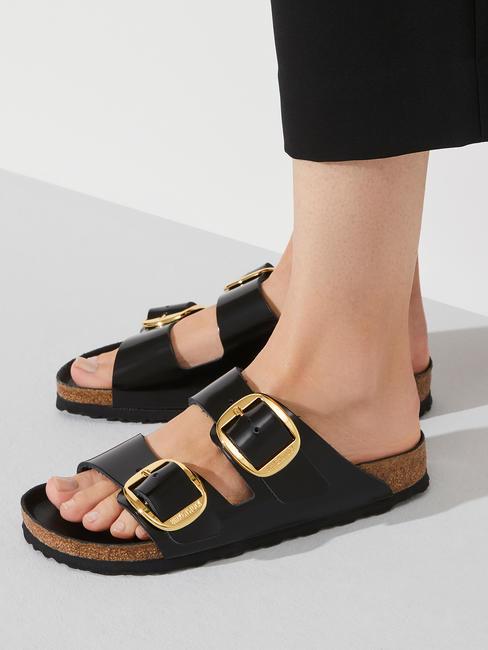 ARIZONA Big Buckle Sandalo ciabatta in pelle shine black - Scarpe Unisex