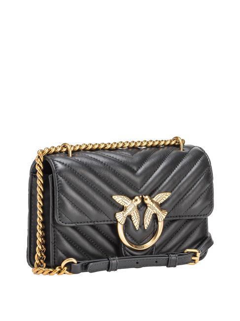MINI LOVE BAG Borsa one chevron nero-antique gold - Borse Donna