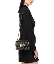 PINKO MINI LOVE BAG Borsa one chevron nero-antique gold - Borse Donna - 7