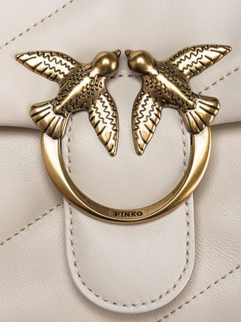MINI LOVE BAG Borsa in nappa bianco seta-antique gold - Borse Donna