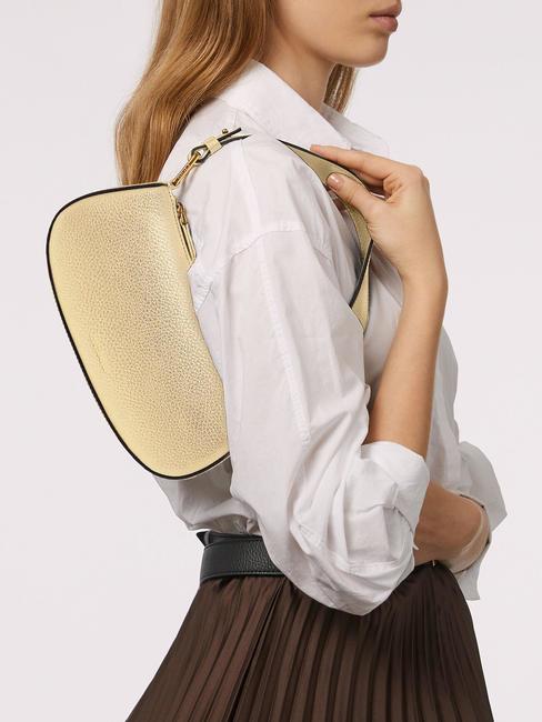 MERVEILLE Borsa a spalla in pelle martellata golden - Borse Donna