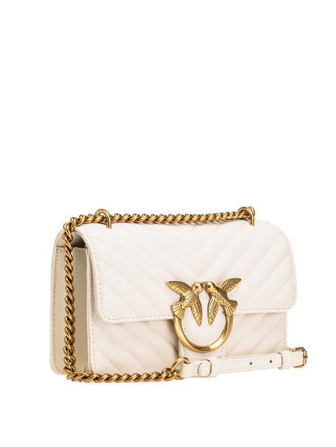 MINI LOVE BAG Borsa one chevron bianco seta-antique gold - Borse Donna