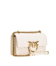 PINKO MINI LOVE BAG Borsa one chevron bianco seta-antique gold - Borse Donna - 2